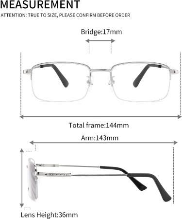Alsenor Progressive Multifocus Blue Light Blocking Reading Glasses | Silver Frame for Men and Women (2.5x) - Buy Online on GoSupps.com