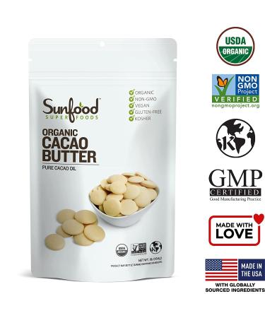 Sunfood Organic Cacao Butter 1 lb - Pure & Natural Chocolate Ingredient - Buy Online on GoSupps.com