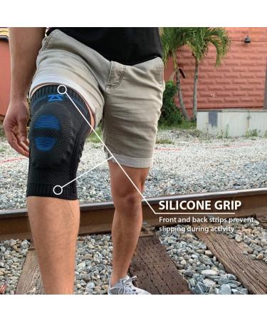 Zensah Elite Knee Compression Sleeve - Patella Gel Pad for Knee Support & Pain Relief | Running Sports & Gym | Black Small - Buy Online on GoSupps.com