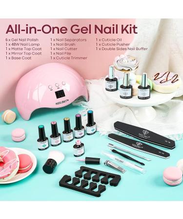 Modelones Pastel Gel Nail Polish Kit with LED Nail Dryer - 6 Colors Set for DIY Manicure at Home - Buy Online on GoSupps.com