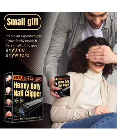 5Pcs Stainless Steel Nail Clippers Set for Thick Toenails - Heavy Duty Black Toenail Clippers Kit - Buy Online on GoSupps.com