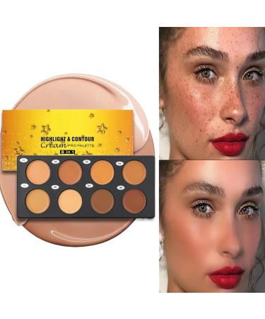 Cream Contour Palette 8 Smudge-Proof Waterproof Face Makeup - Face Contouring Palette - For Women Girls Adults Friends and Girlfriends - Buy Online on GoSupps.com