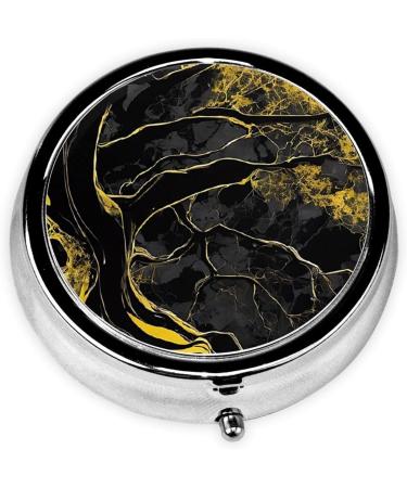Gold & Black Mini Round Pill Box | 3 Compartment Travel Organizer | Portable Medicine Case for Home & Office - Buy Online on GoSupps.com