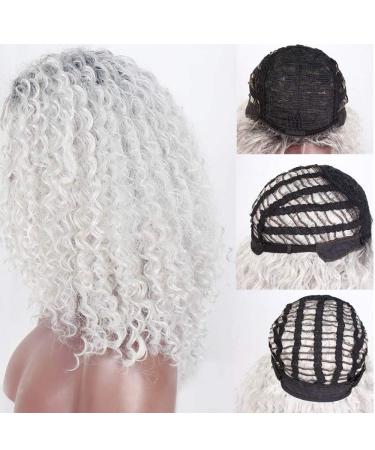 SHIYID Gray White Afro Kinky Curly Wig - Fluffy Synthetic Hair for African American Women | Shop Stylish Wigs Online - Buy Online on GoSupps.com