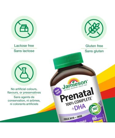 Jamieson PRENATAL Complete Multivitamin with DHA Supplement 60 Softgels - Buy Online on GoSupps.com