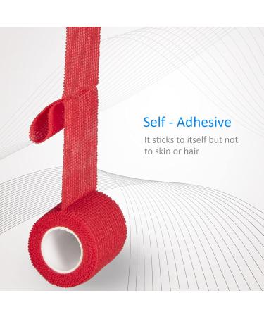 Buy Legal Self-Adhesive Bandage 5cm x 4.5m - 6 Rolls Cohesive First Aid Wrap for Dogs & Sports - Red Elastic Binding - Buy Online on GoSupps.com