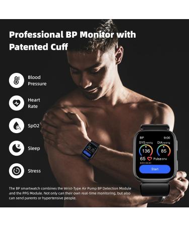 YHE Smart Watch 1.95" Blood Pressure Smart Watches for Men Women with Patented Cuff Fitness Watch with 24/7 Heart Rate Sleep Monitor Blood Oxygen Pedometer Blood Pressure Watch Supports Data Sharing - Black - Buy Online on GoSupps.com