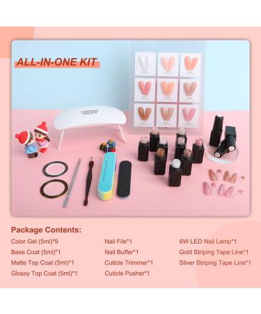 Lavender Violets 19 Pcs Gel Nail Kit with UV Lamp - Spring Jelly Pink Nude Shellac Colors - Base Coat, Matte Top Coat, Nail File, Sticker - Starter Kit (964D Jelly Pink) - Buy Online on GoSupps.com