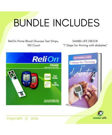 ReliOn Prime Blood Glucose Test Strips 100 Ct Bundle + SAMBA LIFE eBook - 7 Steps to Thrive with Diabetes - Buy Online on GoSupps.com