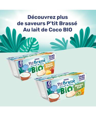 Nestl - P tit Brass BIO Mangue Kiwi au Lait de Coco - Alimentation B b 6 Mois et Plus - Dessert B b au Lait de Coco - Aternative V g tale - Sans Sucres ajout s - Produit en France - 4 x 90g 4x90g (Lot de 4) - Buy Online on GoSupps.com