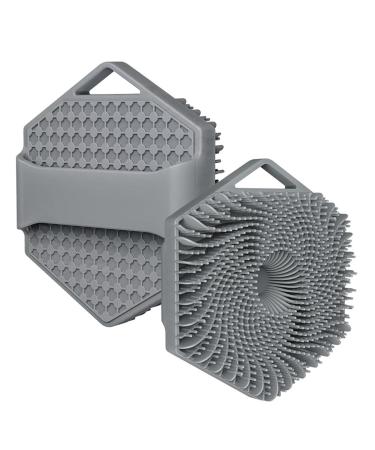 Humkopnl Shampoo brush hexagonal silicone head skin massager shower hair brush for hair growth silicone-face scrubber for adults men women gray
