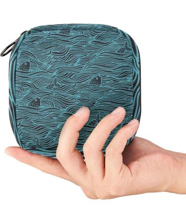 Stylish Menstruation Pad Bag with Zipper | Sea Fish Wave Pattern - Women's Tampon & Napkin Organizer - Buy Online on GoSupps.com