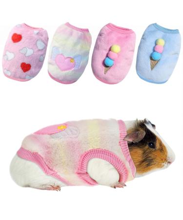 Vehomy 4pcs Small Pets West Clothing Hase Vest for rabbits Guinea pigs Warm Flanell Costume Outfit sleek sweater shirt for kitten cat chihuahua puppy small dog xxs