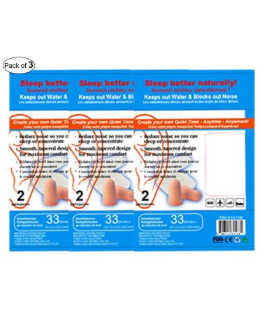 Instant Aid- Comfort Fit Ear Plugs (2 Pair In 1 Pack) (Pack of 3) by Purest