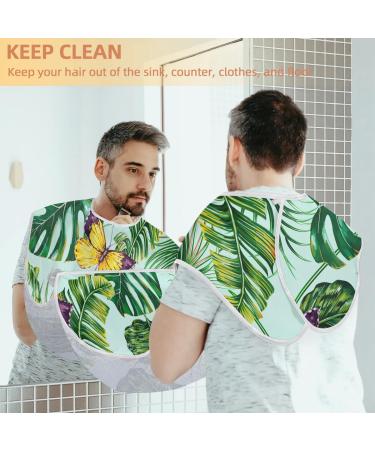 Butterfly Palm Leaves Beard Bib Apron | Non-Stick Waterproof Grooming Cape for Men | Hair Catcher & Trimmer with Suction Cups | Perfect Gift for Men - Buy Online on GoSupps.com