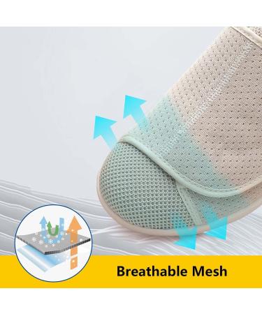 Men's Diabetic Edema Shoes with Arch Support - Adjustable Closure - Extended Widths - Beige - Size Men 9.5/Women 10.5 - Buy Online on GoSupps.com