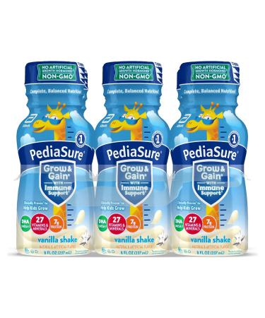 PediaSure Grow & Gain Kids Nutritional Shake, with Protein, DHA, and Vitamins & Minerals, Vanilla, 8 fl oz, Pack of 6