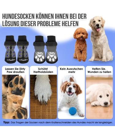 Eyein 3 Pairs Double-Sided Anti-Slip Dog Socks - Soft Pfot Protection with Adjustable Velcro for Hardwood Floors - Black S Size - Buy Online on GoSupps.com