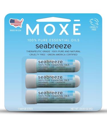 MOXE Seabreeze Nasal Stick | Sea Salt + Ocean Breeze | Spearmint Lavender Rosemary & Sandalwood Oil with Himalayan Salt | Aromatherapy Inhaler with 100% Pure Essential Oils Made in USA (3 Pack) Seabreeze Pack of 3 (0.  - Buy Online on GoSupps.com