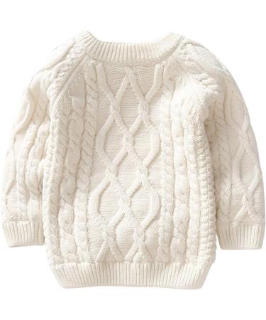 De Feuilles Toddler Unisex Cable Knit Pullover Sweater 6-7 Years Yellow with Warm Lining - Buy Online on GoSupps.com