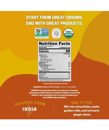 FGO Organic Turmeric Powder w/Curcumin 100% Raw from India 16oz (Pack of 1) - Buy Online on GoSupps.com