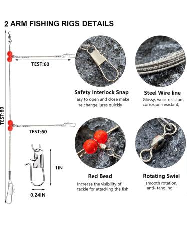 YOTO Stainless Steel Fishing Leaders with Swivels and Snaps - 24pcs Saltwater Wire Leader Rig for Tackle Lure - White, 1arm+2arm - Buy Online on GoSupps.com