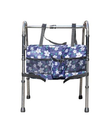 Walker Bag - Water Resistant Pouch Basket with 5 Pockets for Rollator and Folding Walker Wheelchairs Bariatric Walkers Blue