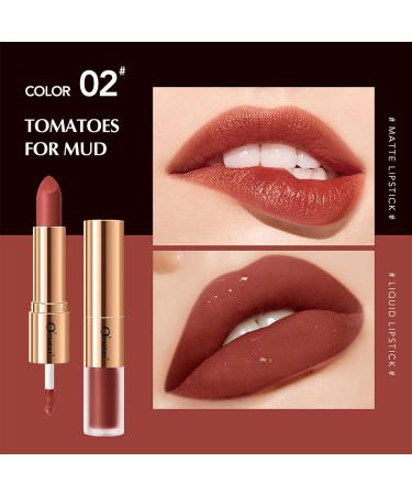 KUAILEGO Rose Gold 2 in 1 Matte & Liquid Lipstick Set - Nude Long Wear Waterproof Lip Gloss - Matte Finish - Velvet Lipstick (02) - Buy Online on GoSupps.com