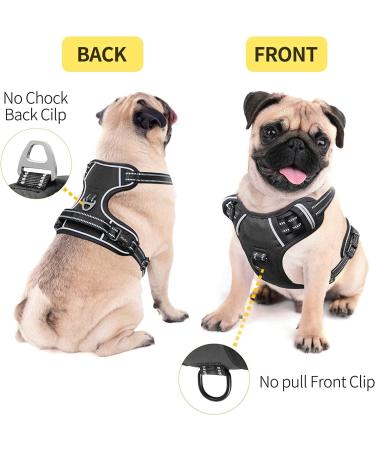Heele No-Pull Dog Harness for Small Dogs | Soft Breathable Adjustable Reflective | XS Black - Anti-Pull with Padded Handle - Buy Online on GoSupps.com
