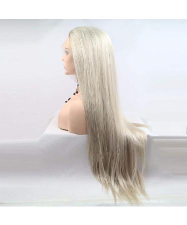 Xiweiya Ombr Blonde Lace Front Wig - Long Silky Synthetic Hair with Dark Root for Women & Drag Queens - 61cm Heat-Resistant - Buy Online on GoSupps.com