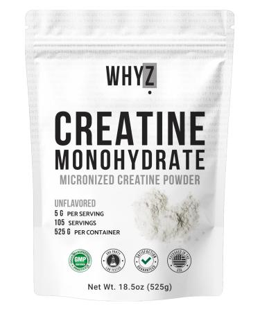 Creatine Monohydrate Powder, 525g, Micronized & Unflavored, Creatine Supplement for Men & Women, Muscle Support, Strength & Recovery, 105 Servings 1.16 Pound (Pack of 1)