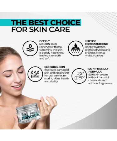 Get Wavy Organics Beef Tallow Sunscreen SPF 30 Organic Mineral Sunblock with Zinc Oxide | Non-Greasy 2-in-1 Moisturizer & Sunscreen | Natural UV Protection for Face and Body | 2 oz - Buy Online on GoSupps.com
