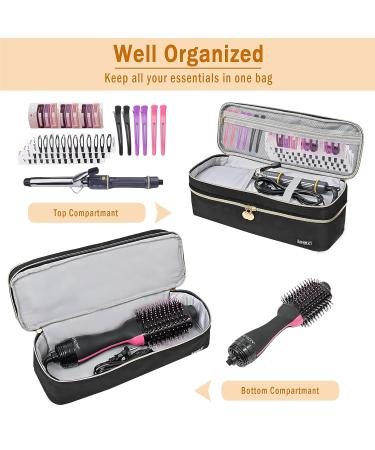 Double-Layer Travel Carrying Case for Revlon One-Step Hair Dryer Brush - Portable Storage Organizer Bag for Shark FlexStyle Attachment - Black (Bag Only) - Buy Online on GoSupps.com