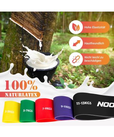 Nooncrazy Fitness Straps: 5 Set Natural Latex Resistance Bands for Pilates Strength Training & Physiotherapy - 100% Durable 5 Strength Levels - Buy Online on GoSupps.com