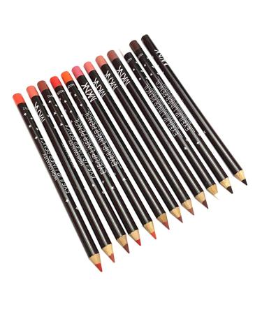 Allbesta 12pcs Professional Lip Liner Pencil Set 12 Colors Multi-functional Colorful Make-up Lipliner Pen Long-Lasting Waterproof