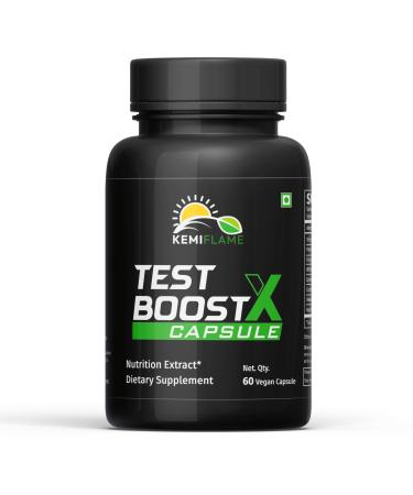 Test Boost X | Natural Testosterone Support | Energy Stamina & Performance | Vegan Capsules 60 Count | Dietary Supplement for Men 1 Count (Pack of 1)