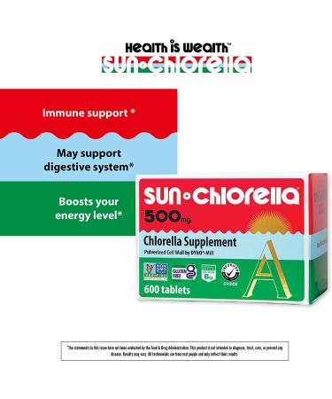 Sun Chlorella A Tablets 500mg - 600 Count | Organic Superfood Supplement - Buy Online on GoSupps.com