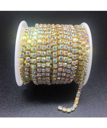 Dowarm 10 Yards Rhinestone Chain Roll - Gold AB SS6 2MM Crystal Claw Cup Chain Trim | Sew on Crystal Rhinestone Chain for DIY Projects - Buy Online on GoSupps.com