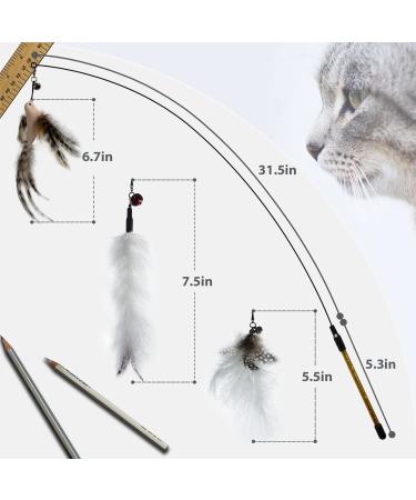2022 Cat Feather Toy Set - Interactive Kitten Toys with Elastic Wand and Refill Feathers - Indoor Cat Play and Exercise - Buy Online on GoSupps.com