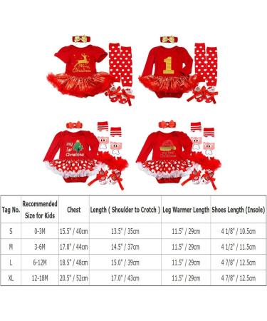 FYMNSI Baby Girls My First Christmas Outfit 4pcs Set | Newborn Infant Xmas Party Clothes | Princess Tutu Romper Dress | 0-3 Months White - Buy Online on GoSupps.com