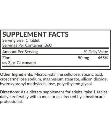 Futurebiotics Zinc 50 MG High Potency 1 Year Supply - Non-GMO 360 Vegetarian Tablets - Buy Online on GoSupps.com