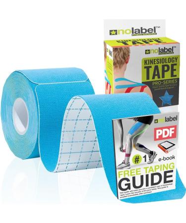 NO LABEL Blue Pre-Cut Kinesiology Tape - 5m Roll x 2 - Sports & Medical Body Tape - Muscle Recovery - Free Taping Guide Ebook - Buy Online on GoSupps.com