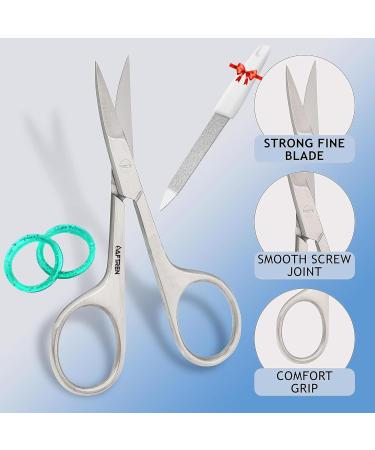 Nail Scissors Daimond Grain Nail File Curved Blade Professional Stainless Steel Toenail Manicure Pedicure Eyebrows Nose Beard Mustache Grooming Cuticle Scissors - Buy Online on GoSupps.com