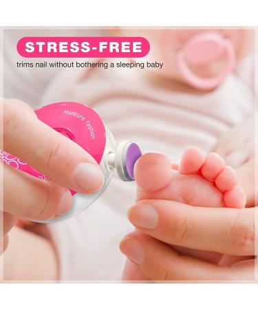 JAYL Electric Baby Nail Trimmer - 10 Grinding Pads for Infants, Toddlers & Adults - Bright Pink Round Design - Buy Online on GoSupps.com