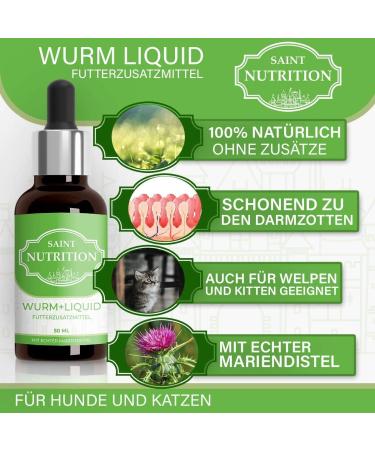 Saint Nutrition Wurm+ Liquid - Vegan Worm Treatment for Dogs & Cats | Natural Deworming - 50ml - Buy Online on GoSupps.com