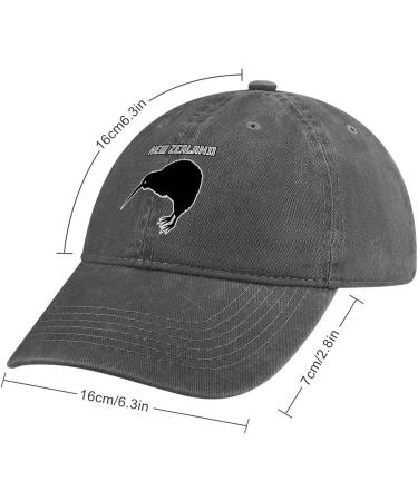 New Zealand Kiwi Bird Denim Cap - Adjustable Cotton Baseball Hat in Charcoal - Buy Online on GoSupps.com