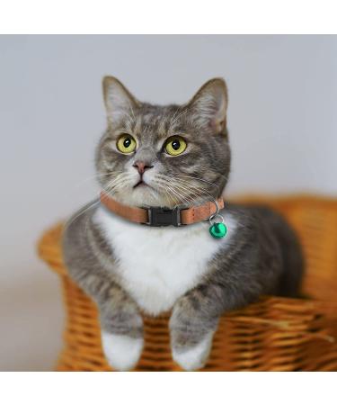 Murom Breakaway Leather Cat Collar with Bell | Adjustable and Soft Kitten Collar in Pink, Brown, Blue, Green, Red - Buy Online on GoSupps.com