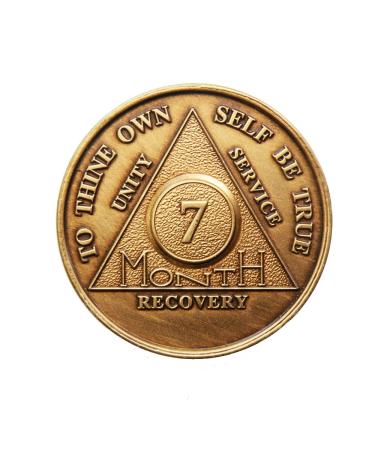 7 Month Bronze AA (Alcoholics Anonymous) - Sober / Sobriety / Birthday / Anniversary / Recovery / Medallion / Coin / Chip