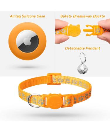 Lafayi 2 Pack Airtag Cat Collar with Bell | Reflective GPS Tracker Case | Personalized Safety Clasp Collars for Cats - Orange - Buy Online on GoSupps.com