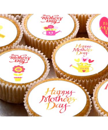 Mother's Day 24 pre-cut edible party decorations Wafer Paper Cupcake Topper Cake